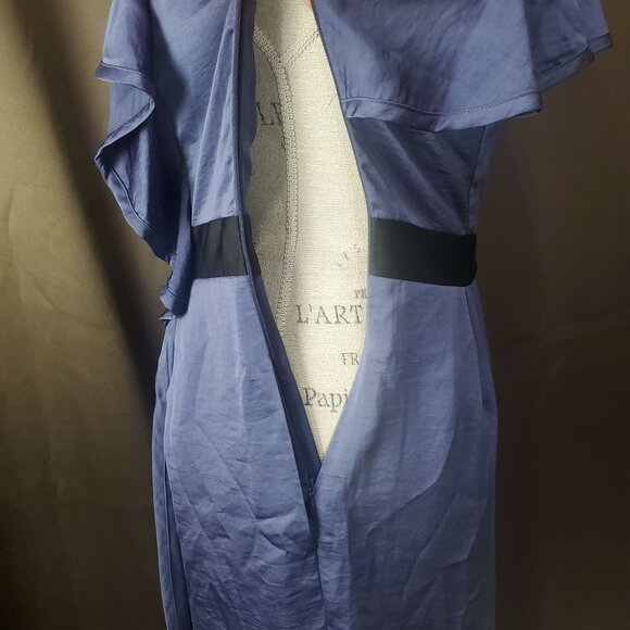 BCBGGENERATION Womens Dress Size 6 One Shoulder Ruffle Blue Smoke Side Zip Short - Picture 8 of 8